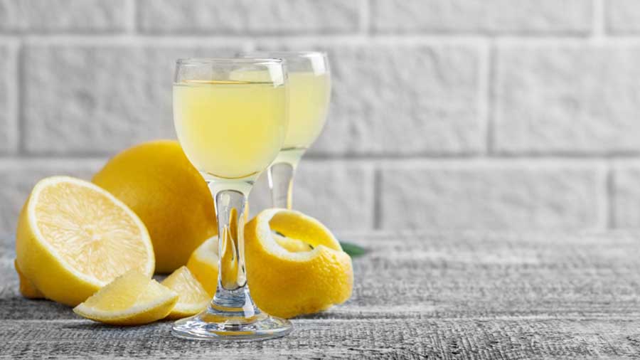 Homemade Italian limoncello