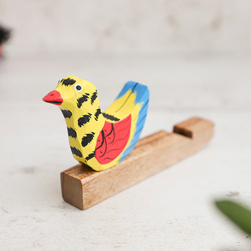 Solid Wood Indonesian Bird Whistle with Yellow Bird