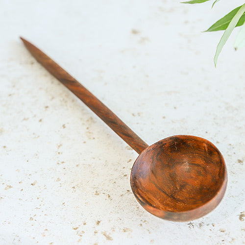 Large deep walnut wood spoon perfect for scooping and serving