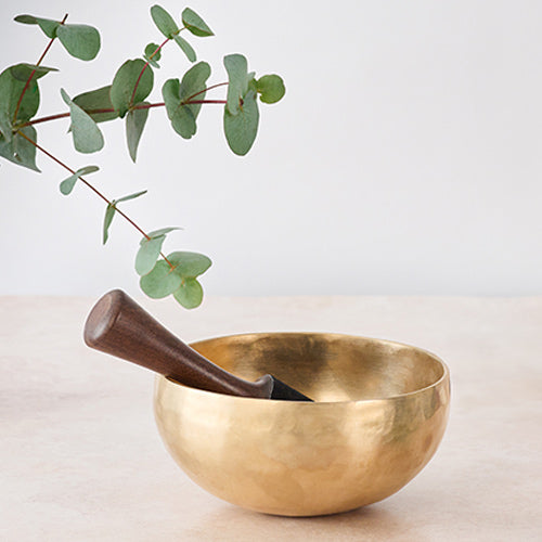 brass bon singing bowl with beater