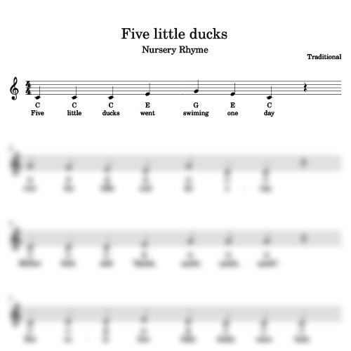 Five little ducks traditional sheet music
