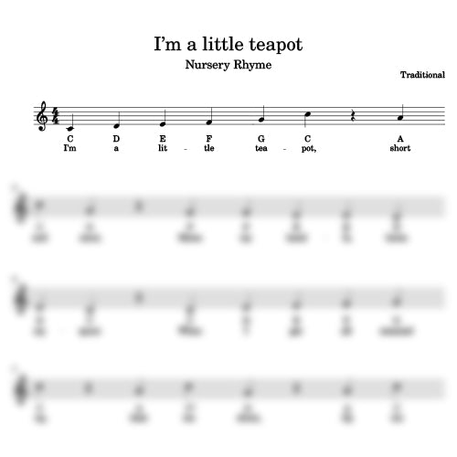 Im a little teapot nursery rhyme universal music score