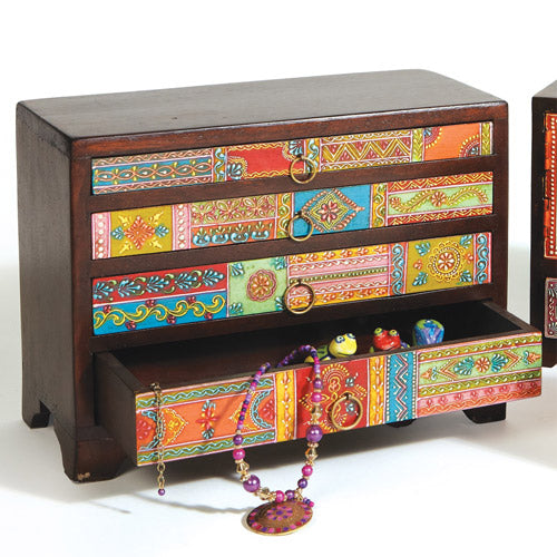 Dark design mango wood chest with jewellery