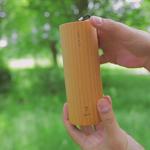 Heola French bamboo wind chime hanging outside sound demonstration