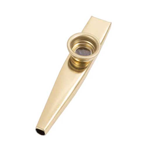 Solid Brass Kazoo Flute on White Background