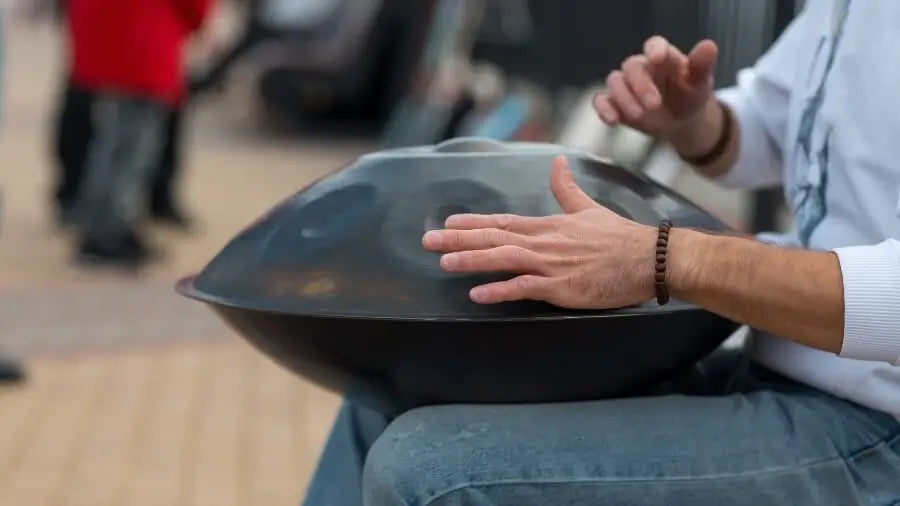 Street Musician Playing Metal Steel Handpan