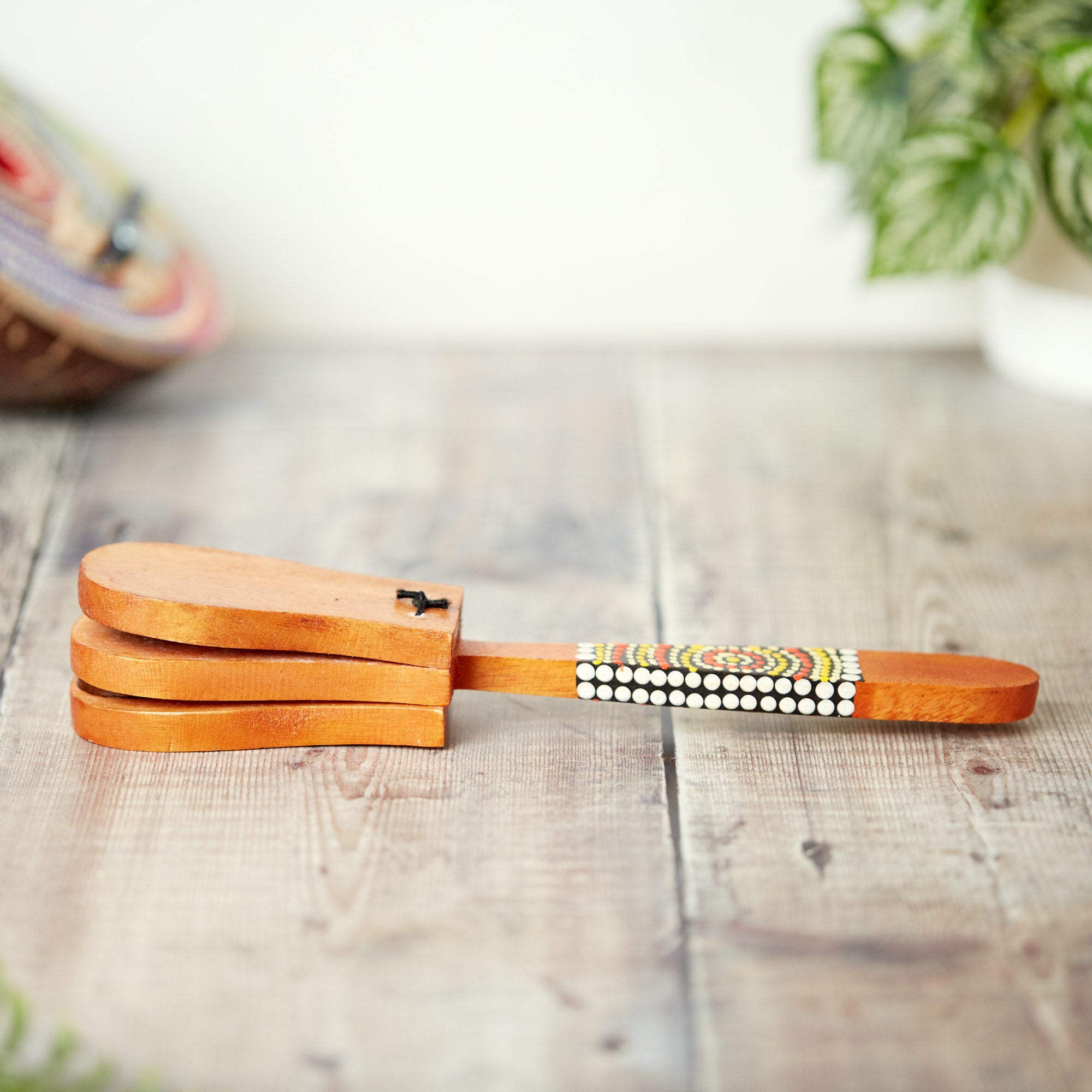 painted wooden castanets