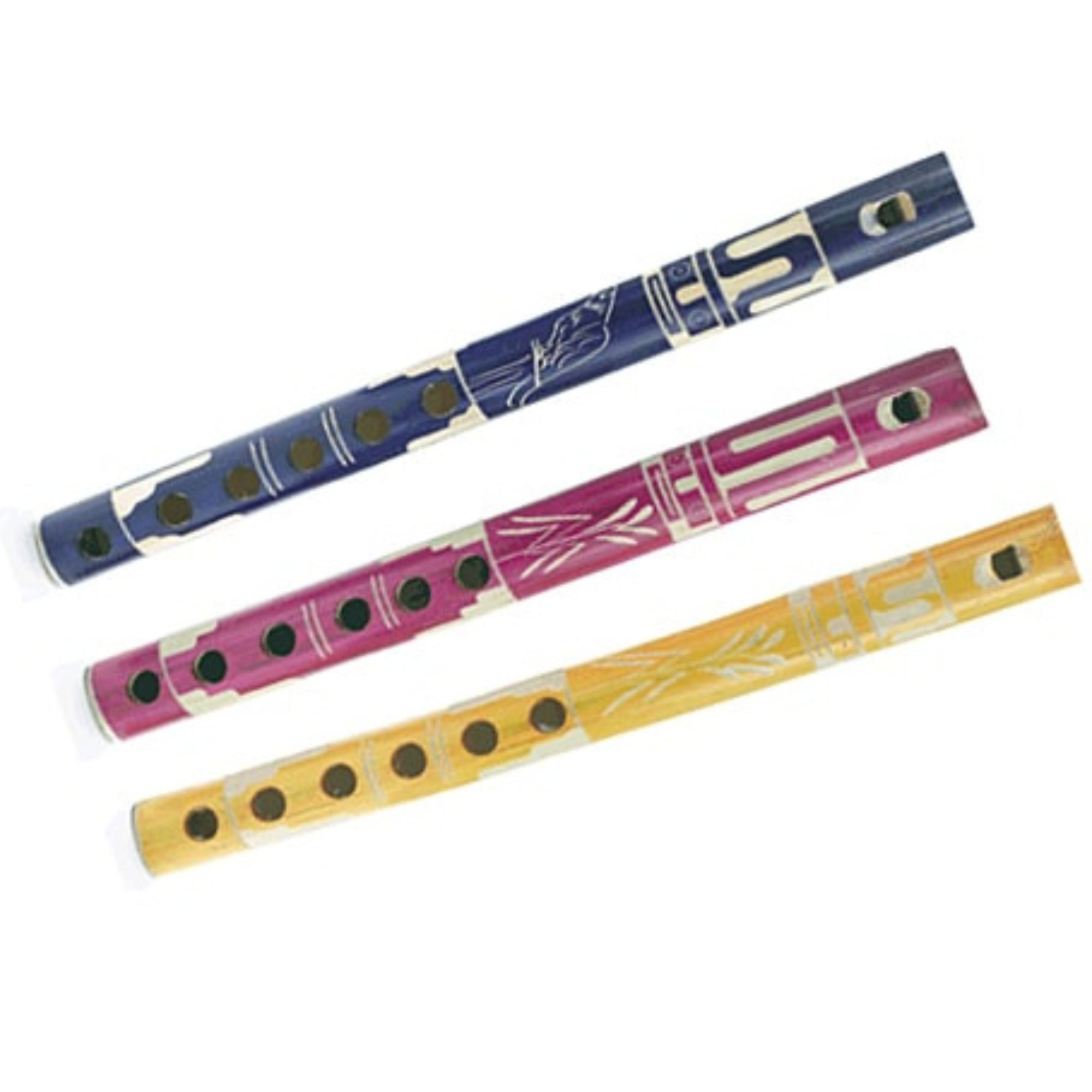 Variety of Handcrafted Painted Wooden Flutes