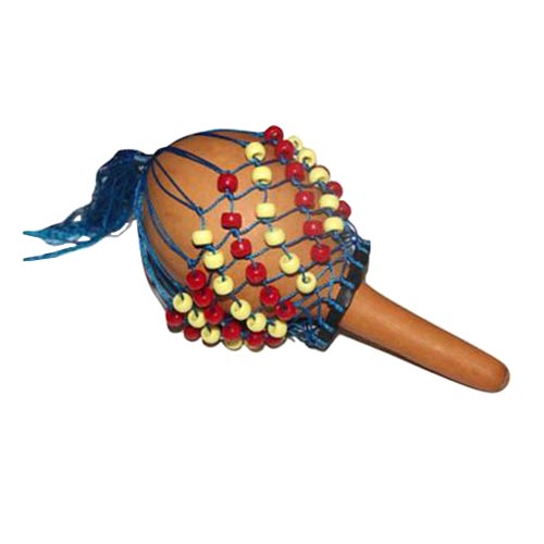 multicoloured beaded gourd cabasa shaker