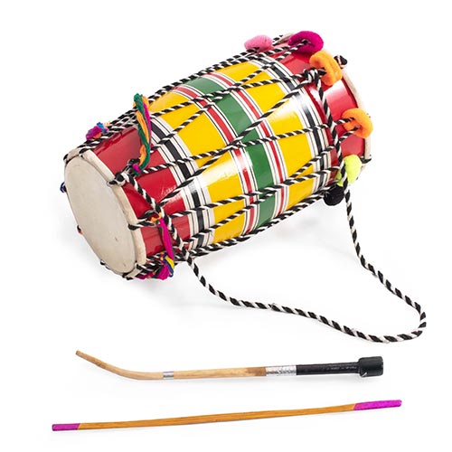 fancy dhol colourful instrument side shot