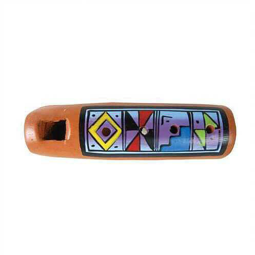 Ceramic Painted Flute Pendant 7cm - Carved Culture